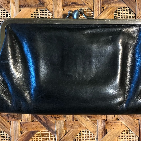 Very Vintage Hobo International Black Leather Wallet Coin Clutch - Picture 2 of 7